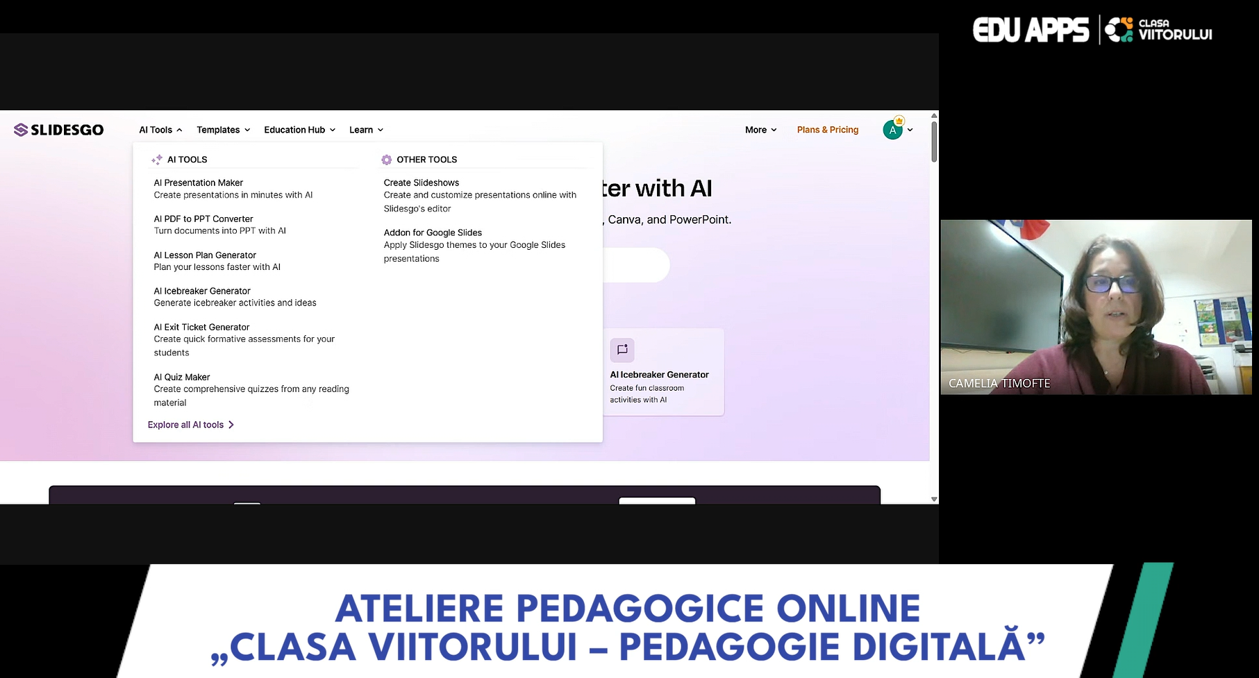 Prezentări cu inteligență artificială: SlidesGo.AI pentru lecții atractive în câteva minute