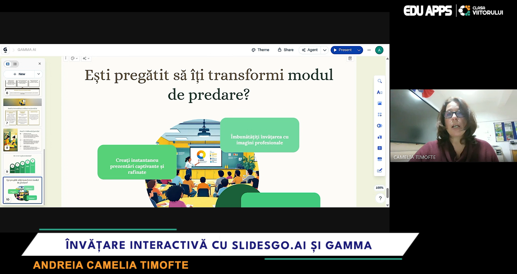 Gamma.app pentru profesori: prezentări interactive rapide pentru lecții cu Inteligența Artificială