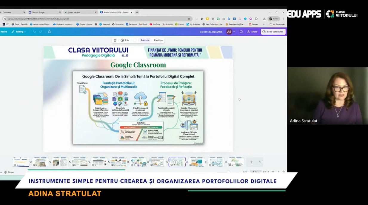 Portofoliu de evaluare complet în Google Classroom: categorii de note, grile de evaluare
