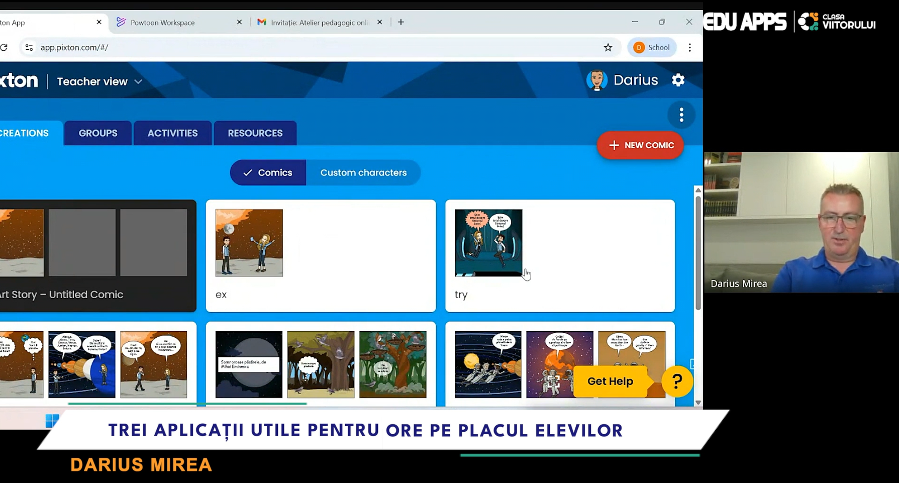 Benzi desenate educaționale cu Pixton — lecția devine poveste vizuală